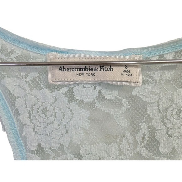 Y2K‎ Abercrombie and Fitch Lace Trim Racerback Tank Top Open Back 2000s Blue S - Picture 3 of 6